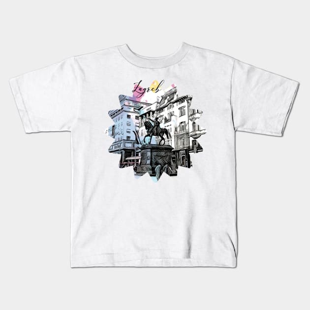 Zagreb Croatia Kids T-Shirt by Print&fun